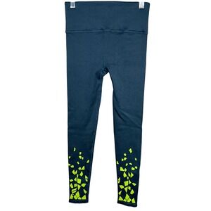 Fabletics Leggings Women's Small High Waisted Ribbed Blue Geometric‎ Pattern